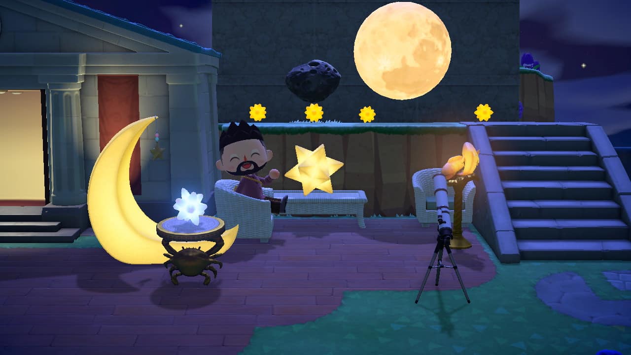 A starry lounge near the museum at night.