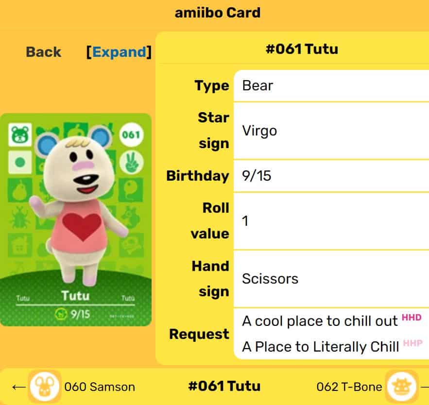 Amiibo Tutu Card